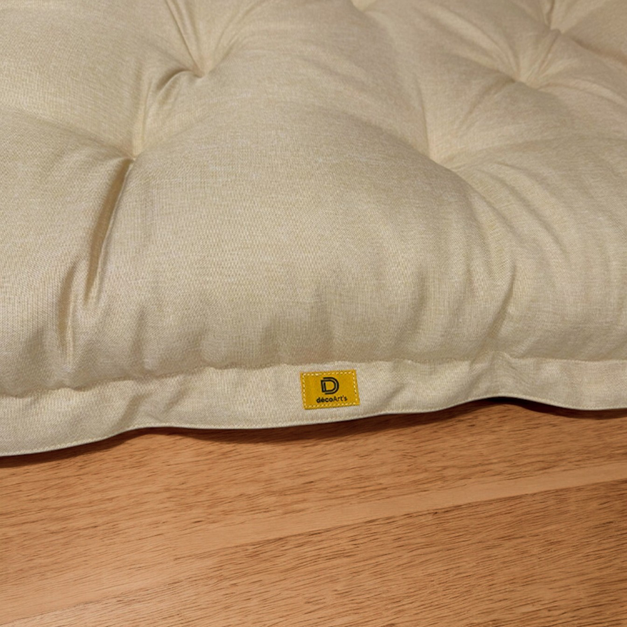 Futon de Sol XXL Effet Lin 195x100 Beige, tissu effet lin