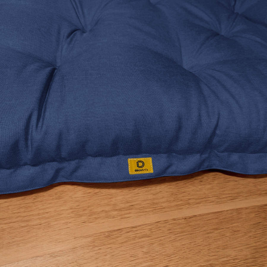 XXL-Boden-Futon in Leinenoptik 195x100 Indigoblau, Stoff in Leinenoptik