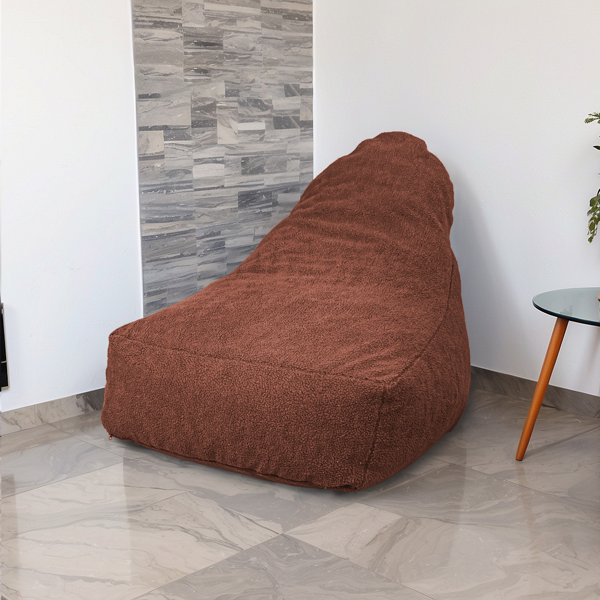 XXL-Sitzsacksessel 120x90 Terrakotta – Sherpa-Stoff und Schaumstoff (Cocon Douceur)