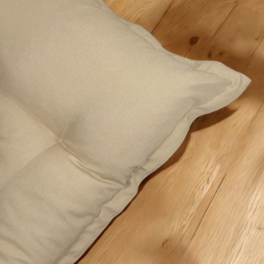 Futon de Sol XXL Effet Lin 195x100 Beige, garnissage en flocons de mousse