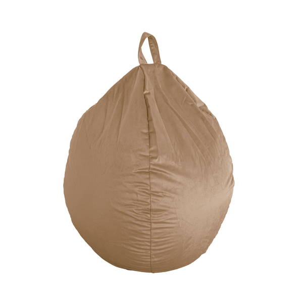 Pouf poire XL d'intérieur en tissu velours - 110x120 cm - Beige - Deco-arts.fr