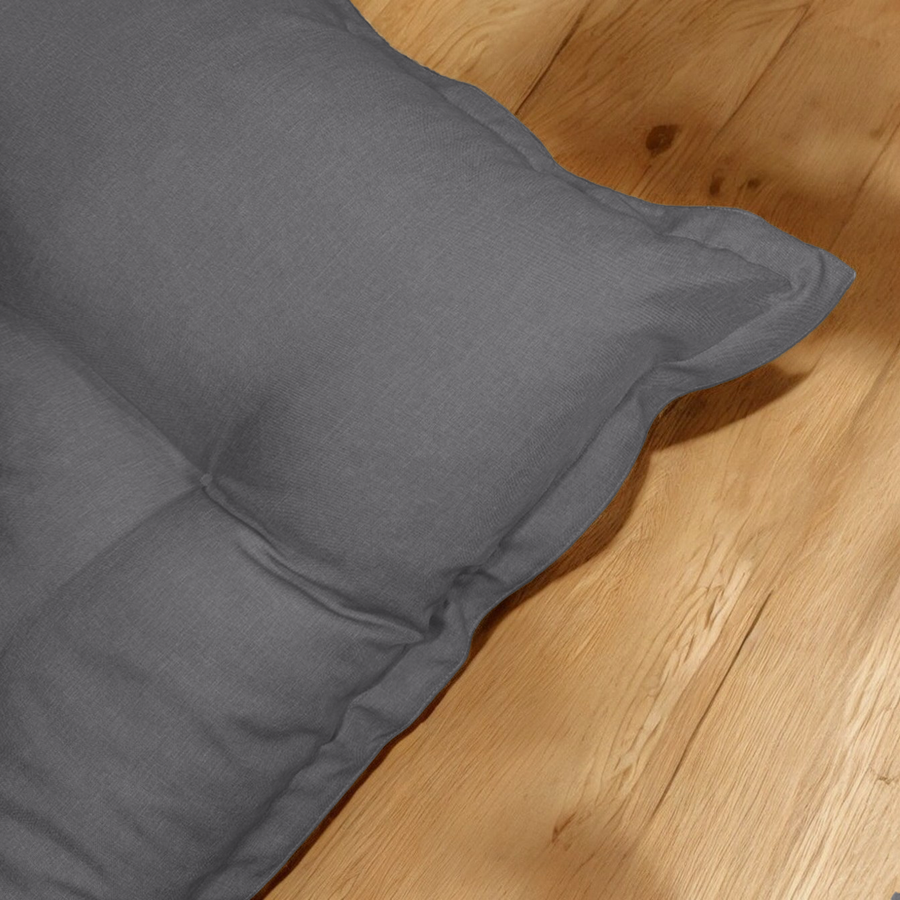 XXL vloerfuton in linnen look 195x100 Grijs Chiné, vulling van schuimvlokken
