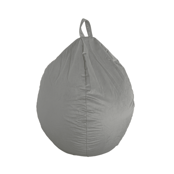 Pouf poire XL d'intérieur en tissu velours - 110x120 cm - Gris clair - Deco-arts.fr
