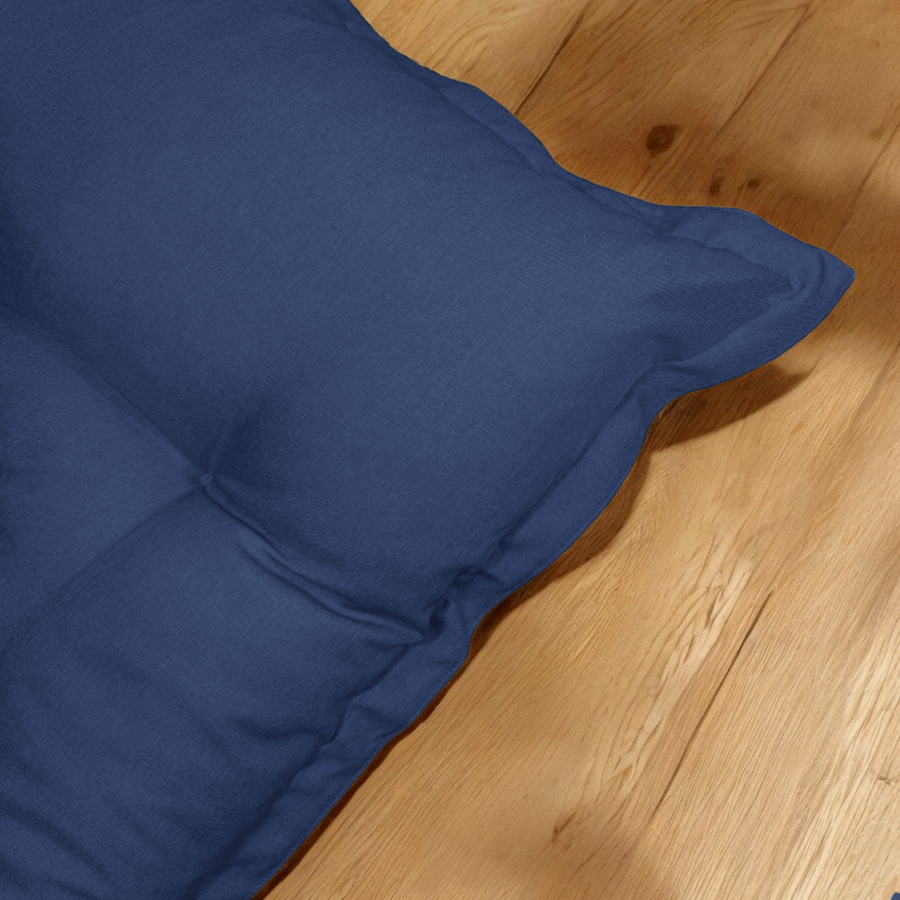 XXL-Boden-Futon in Leinenoptik 195x100 Indigoblau, Füllung aus Schaumstoffflocken