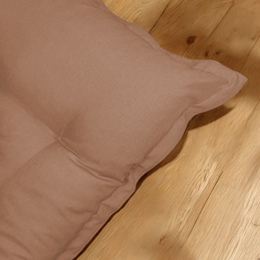 XXL vloerfuton in linnen look 195x100 Marron, vulling van schuimvlokken