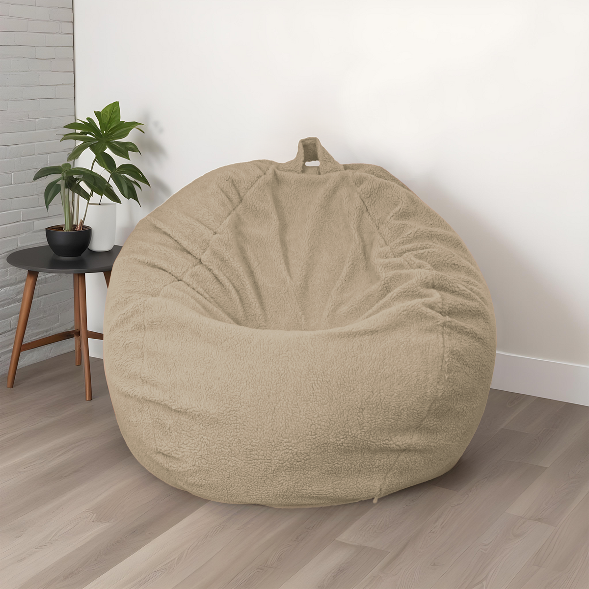 XXL reuzen peervormige zitzak 120x150 Beige – Sherpa stof en schuim (Cocon Ultime)