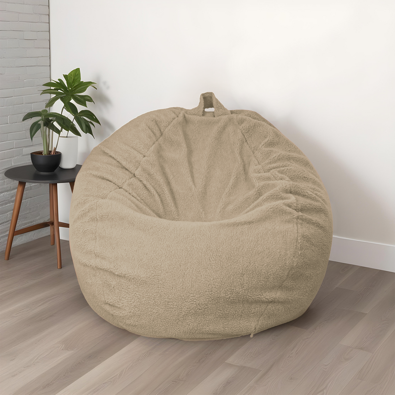 XXL-Riesen-Birnenförmiger Sitzsack 120x150 Beige - Sherpa-Stoff und Schaumstoff (Cocon Ultime)