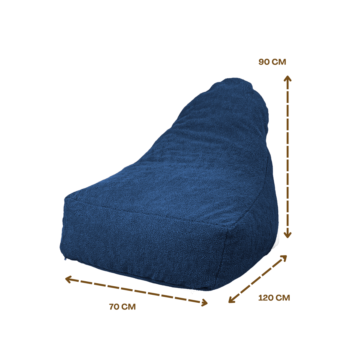 XXL zitzakfauteuil 120x90 Petroleumblauw - Sherpa stof en schuim (Cocon Douceur) – maattekening