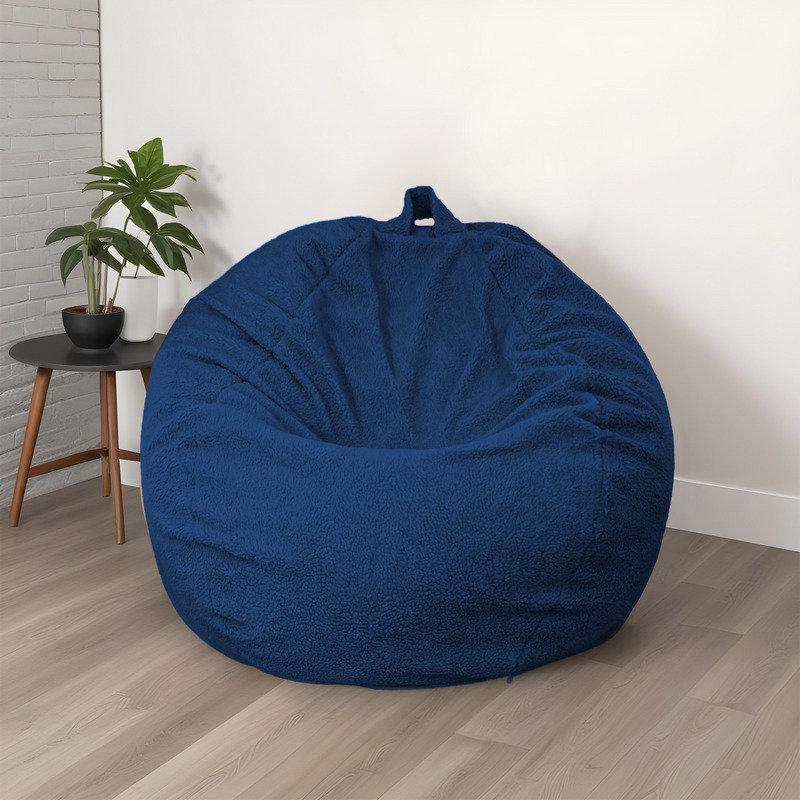 XXL-Riesen-Birnenförmiger Sitzsack 120x150 Petrolblau - Sherpa-Stoff und Schaumstoff (Cocon Ultime)