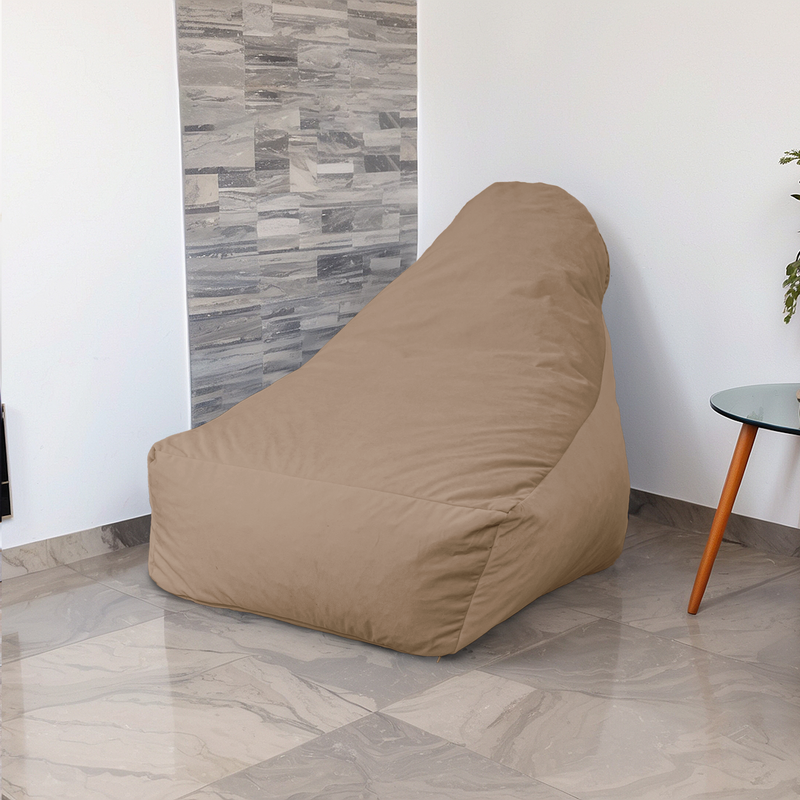XXL Armchair Bean Bag 120x90 Beige - Silky Velvet & Foam (Luxury & Comfort)