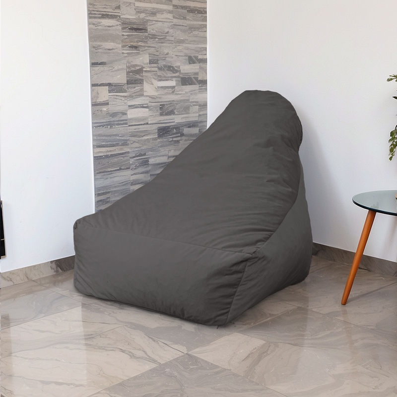 XXL-Sitzsacksessel 120x90 Dunkelgrau - Seidiger Samt & Schaumstoff (Luxus und Komfort)