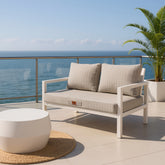 Coussins pour salon de jardin déhoussable 120x60cm Beige chiné noir - Deco-arts.fr