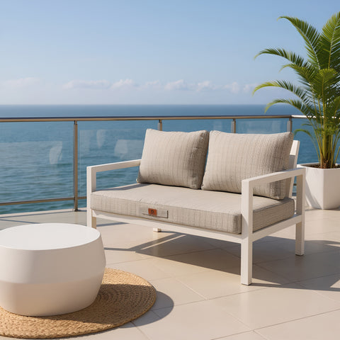 Coussins pour salon de jardin déhoussable 120x60cm Beige chiné noir