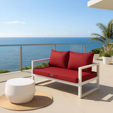 Coussins pour salon de jardin déhoussable 100x50cm Rouge bordeaux - Deco-arts.fr