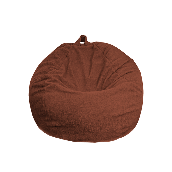 Pouf poire Géant XXL d'intérieur en tissu sherpa - 120x150 cm - Terracotta  - Deco-arts.fr