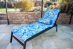 Ensemble Coussin pour Chaise Longue et Traversin 195x60x5cm & 45x18cm Motif Arabesque