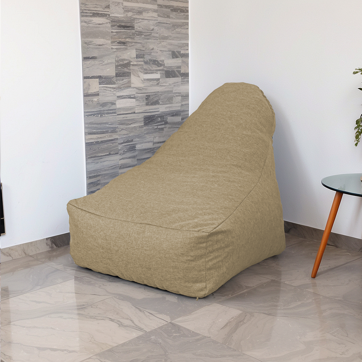 Fauteuil Pouf XXL 120x90 Beige – Tissu Effet Lin & Mousse (Confort Salon)