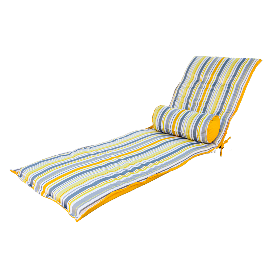 Liegenauflage 195x60 Motif Streifen Solaires + Nackenrolle, UV-beständiger und wasserabweisender Stoff