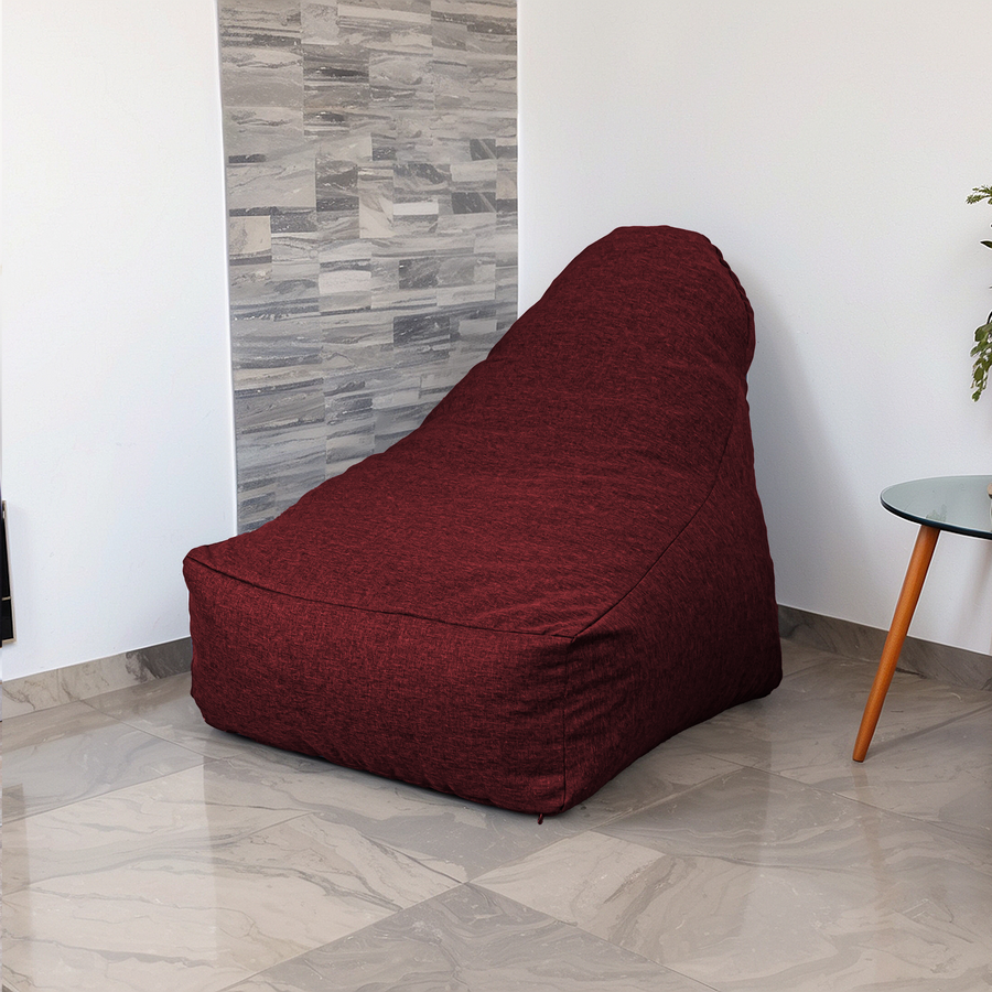 Pouf fauteuil XXL d'intérieur en tissu effet lin - 120x70x90 cm - Prune - Deco-arts.fr