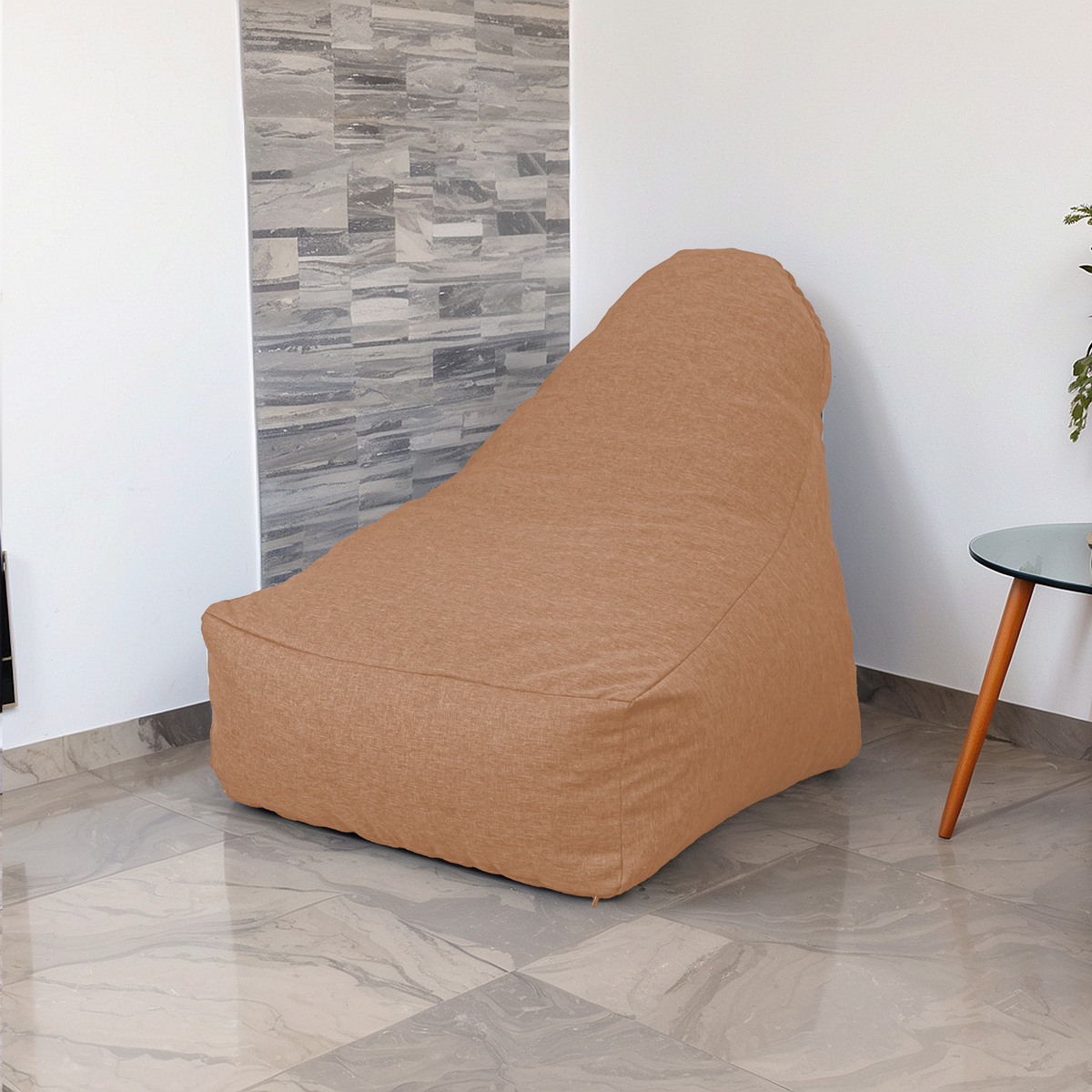 Fauteuil Pouf XXL 120x90 Marron – Tissu Effet Lin & Mousse (Confort Salon)