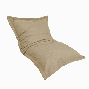 Pouf Coussin Géant XL 150x100 Beige - Effet Lin & Mousse (Salon Chic)
