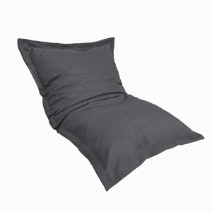 Pouf Coussin Géant XL 150x100 Gris Chiné - Effet Lin & Mousse (Salon Chic)