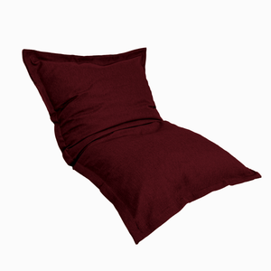 Pouf Coussin Géant XL 150x100 Prune - Effet Lin & Mousse (Salon Chic)