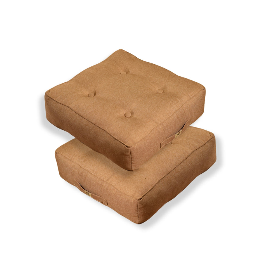 Lot de 2 Coussins de Sol Effet Lin Marron Clair – photo 2