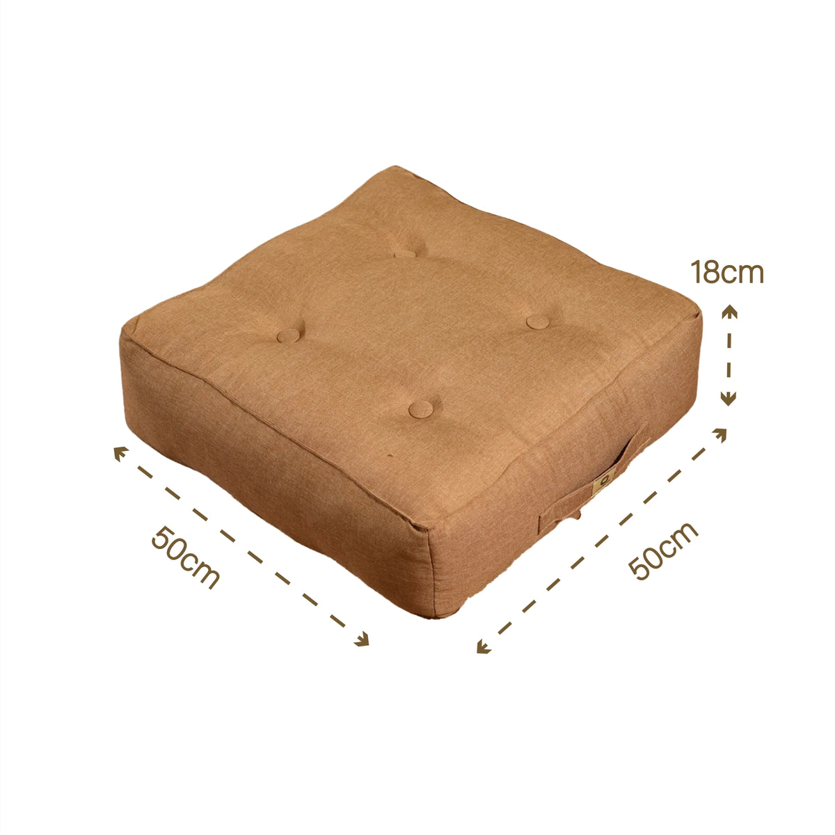 Set van 2 vloerkussens in linnen look 50x50 Marron Clair - Dik 18cm (Premium) – maattekening