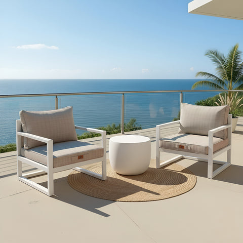 Coussins pour salon de jardin déhoussable 60x60cm Beige chiné noir