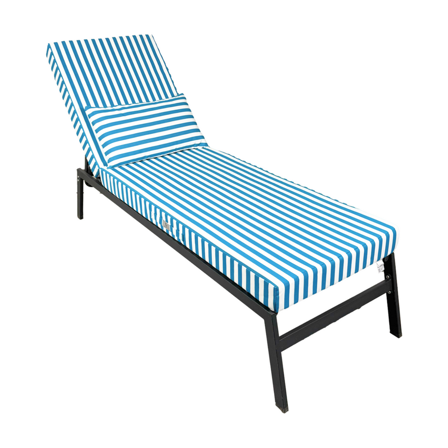 Colchão Premium para Espreguiçadeira 190x60 Risca Turquesa, capa removível