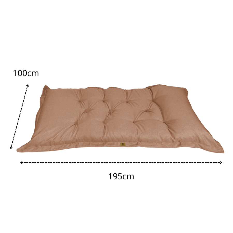 XXL vloerfuton in linnen look 195x100 Marron, voor binnen, buiten en op de camping
