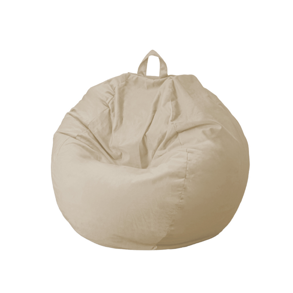 Pouf poire XL d'intérieur en tissu velours - 110x120 cm - Crême - Deco-arts.fr