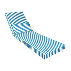 Matelas Transat Premium 190x60 Rayure Turquoise - Épais 10cm & Têtière (Déhoussable)