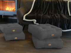 Lot de 2 Coussins de Sol Effet Lin 40x40 Gris Chiné - Épais 12cm (Déco & Confort)