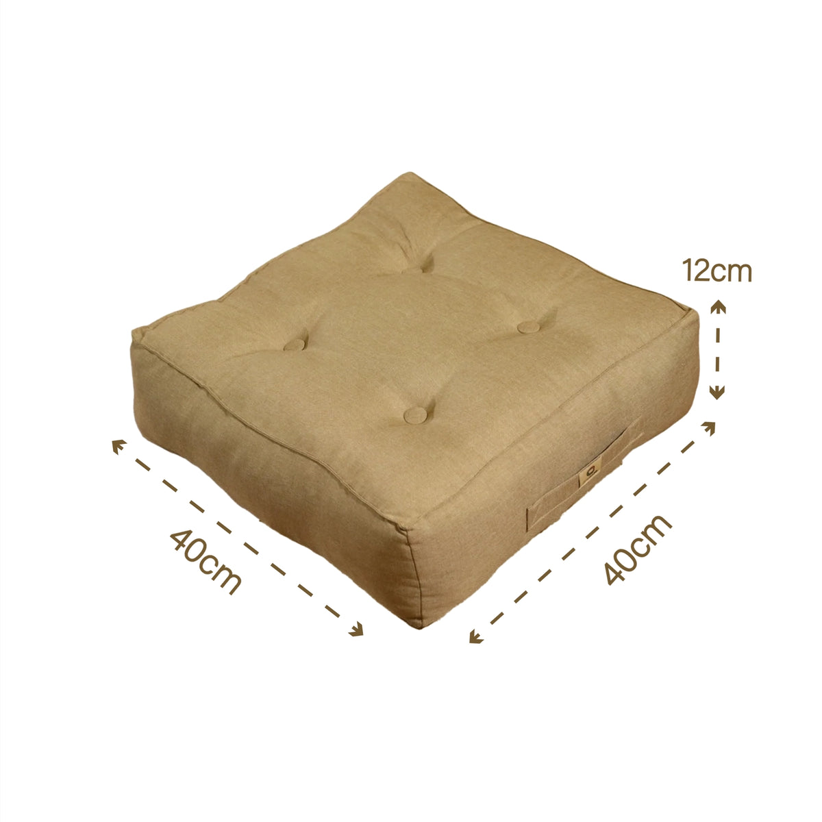 Lot de 2 Coussins de Sol Effet Lin 40x40 Beige - Épais 12cm (Déco & Confort) – schéma coté