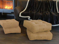 Lot de 2 Coussins de Sol Effet Lin 40x40 Beige - Épais 12cm (Déco & Confort)