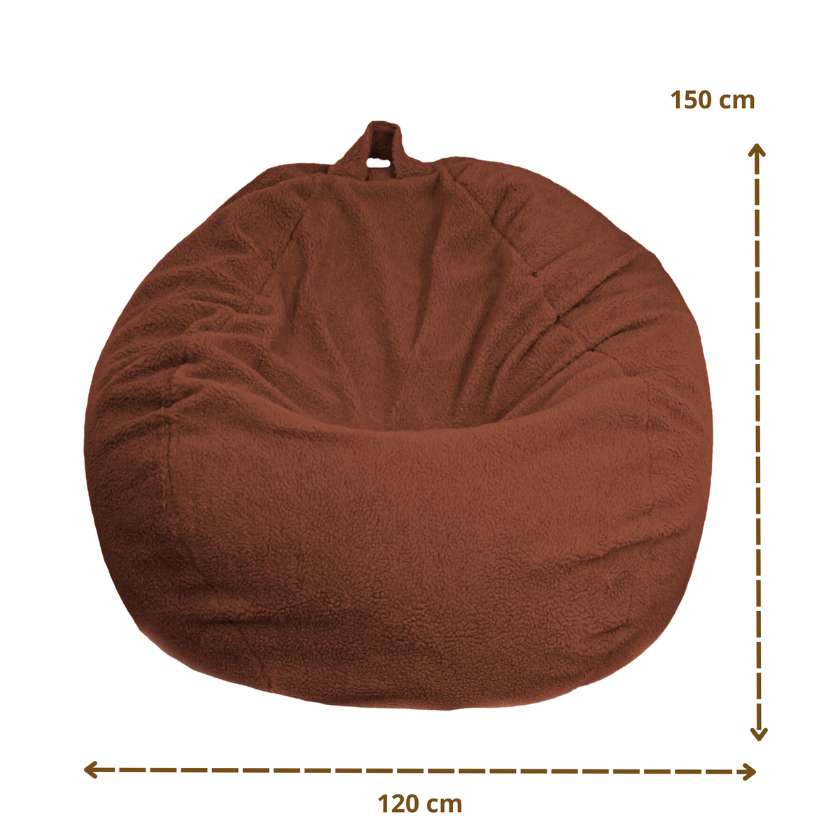 XXL reuzen peervormige zitzak 120x150 Terracotta - Sherpa stof en schuim (Cocon Ultime) – maattekening