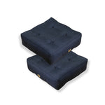 Lot de 2 coussins de sol effet lin 54 x 54 x 18 cm - bleu - Deco-arts.fr