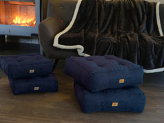 Lot de 2 Coussins de Sol Effet Lin 40x40 Bleu - Épais 12cm (Déco & Confort)