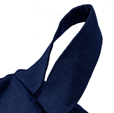 Pouf poire XL d'intérieur en tissu effet lin - 110x120 cm - Bleu indigo  - Deco-arts.fr