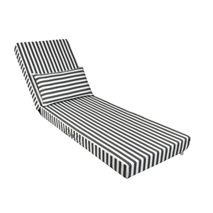Matelas Transat Premium 190x60 Rayure Gris Foncé - Épais 10cm & Têtière (Déhoussable)