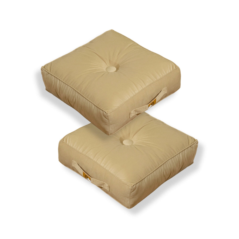 2er-Set Samtpoufs 40x40 Crème, 14 cm dick