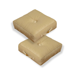 Conjunto de 2 Pufes de Veludo 40x40 Creme - Espesso 14cm (Almofada de Chão de Interior)