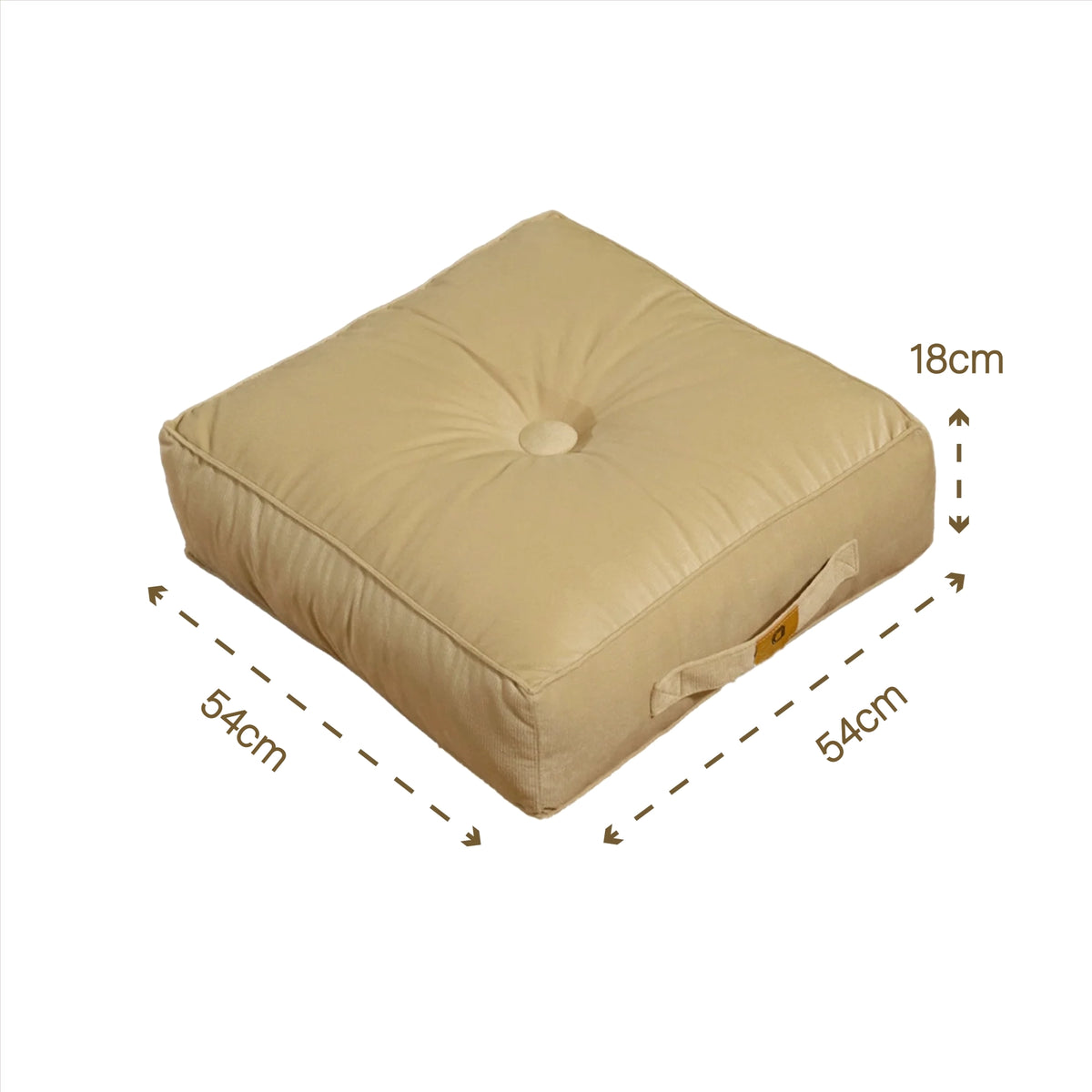 Set of 2 XL Velvet Poufs 54x54 Cream - Thick 18cm (Supreme Comfort) – dimension diagram