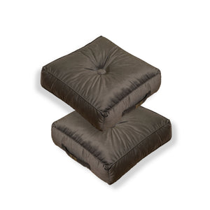 Conjunto de 2 Pufes de Veludo 40x40 Cinzento Escuro - Espesso 14cm (Almofada de Chão de Interior)
