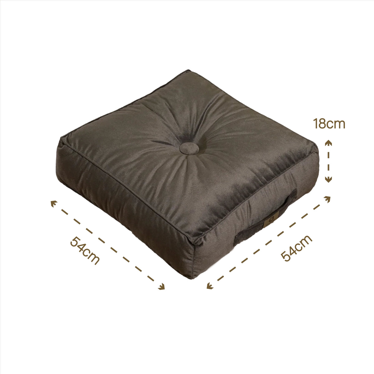 Lot de 2 Poufs Velours XL 54x54 Gris Foncé - Épais 18cm (Grand Confort) – schéma coté