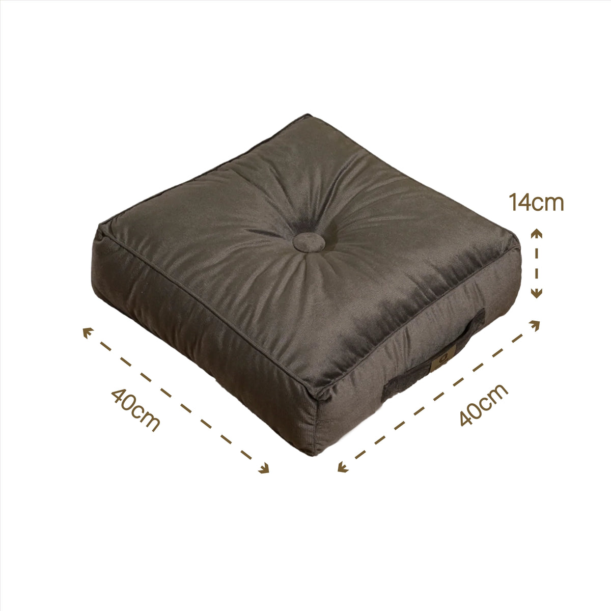 2er-Set Samtpoufs 40x40 Dunkelgrau - Dick 14cm (Indoor-Bodenkissen) – Maßzeichnung