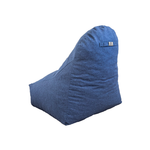 Pouf fauteuil XXL d'intérieur en tissu effet lin - 120x70x90 cm - Bleu indigo - Deco-arts.fr