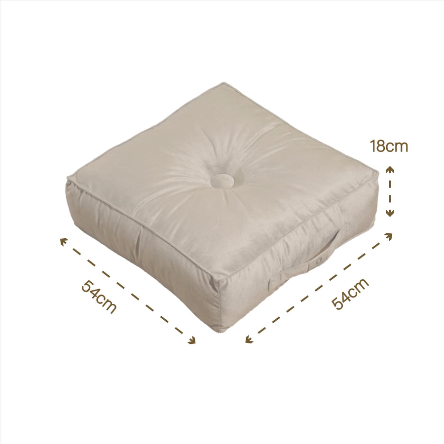 Set of 2 XL Velvet Poufs 54x54 Light Grey – photo 4